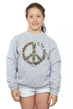 Толстовка Peace с цветочным принтом Woodstock, серый