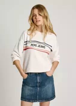 Толстовка Pepe Jeans "EDELINE" с принтом логотипа, белый