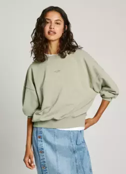 Толстовка Pepe Jeans "EVELYN" с небольшой вышивкой логотипа в тон, зеленый