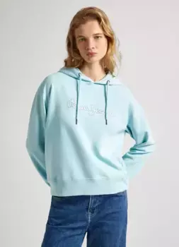 Толстовка Pepe Jeans "LANA HOODIE" с надписью-логотипом, голубой