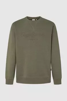 Толстовка Pepe Jeans New Nouvel Center Logo с круглым вырезом, хаки
