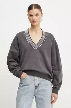 Толстовка Pinko из хлопка, серый