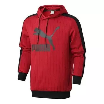 Толстовка pinstripe aop pullover hoodie 'red' Puma, красный