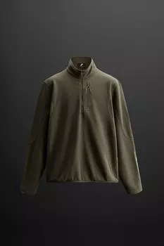 Толстовка polartec с застежкой-молнией ZARA, зеленый