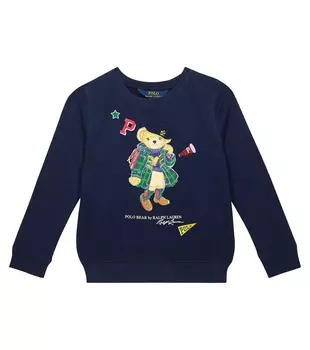 Толстовка polo bear из смесового хлопка Polo Ralph Lauren Kids, синий