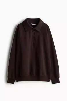 Толстовка-Поло оверсайз H&M, коричневый