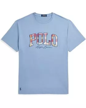 Толстовка Polo Ralph Lauren Classic Fit Plaid-Logo Jersey T-Shirt, цвет Vessel Blue