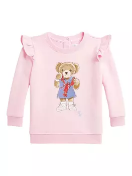 Толстовка POLO RALPH LAUREN KIDS с рисунком медведя, розовый