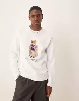 Толстовка Polo Ralph Lauren с принтом медведя в стиле ретро белого цвета