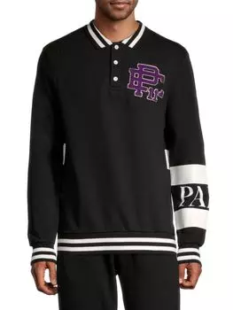 Толстовка-поло с контрастной отделкой и логотипом Eleven Paris, черный