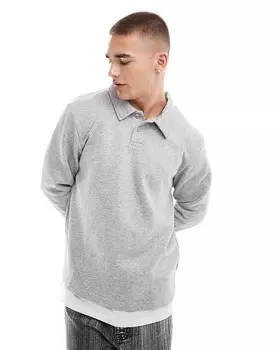 Толстовка-поло серого меланжа Jack & Jones объемного кроя