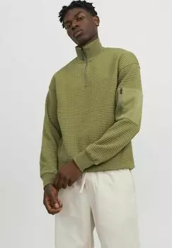 Толстовка ПОЛОВИННАЯ МОЛНИЯ Jack & Jones, оливковая ветвь