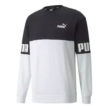 Толстовка power logo printing colorblock sports round neck pullover black Puma, черный