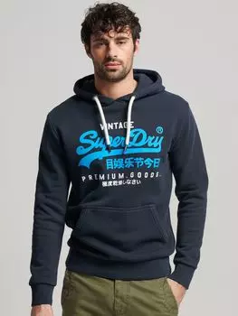 Толстовка премиум-класса с перекрашенным логотипом Vintage Logo Superdry, полуночный флот