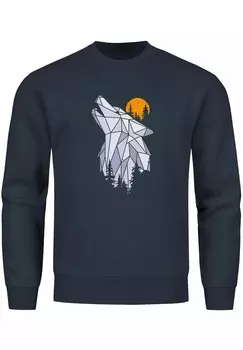Толстовка PRINT WOLF WALD OUTDOOR ADVENTURE NATUR TIERMOTIVRUNDHALS-FASHION STREETWEAR Neverless, темно-синий