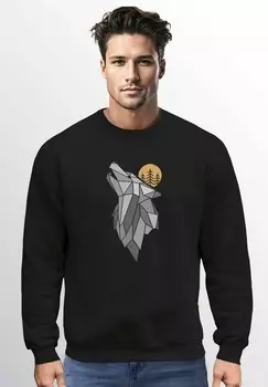 Толстовка PRINT WOLF WALD OUTDOOR ADVENTURE NATUR TIERMOTIV RUNDHALS-FASHION STREETWEAR Neverless, черный
