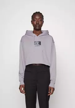 Толстовка PRINTED BOX CROPPED HOODIE Calvin Klein Jeans, лавандовая аура