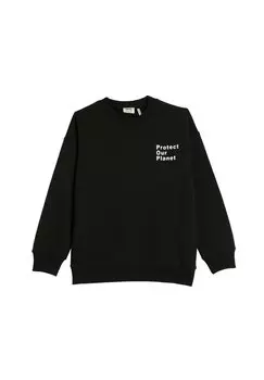 Толстовка PRINTED DETAIL CREW NECK LONG SLEEVE Koton, цвет black