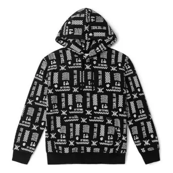 Толстовка printed long sleeve hoodie 'black white' Vans, черный