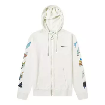 Толстовка printing arrow zip-up hooded fleece men white Off-White, белый