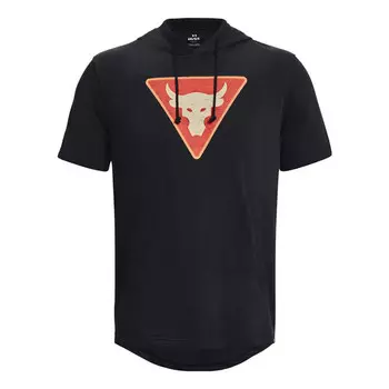 Толстовка project rock terry short sleeve hoodie 'black' Under Armour, черный
