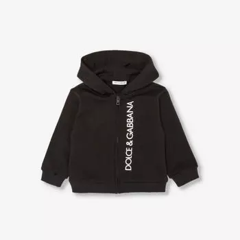 Толстовка прямого кроя из хлопкового трикотажа с фирменным принтом 6-30 месяцев Dolce & Gabbana, черный