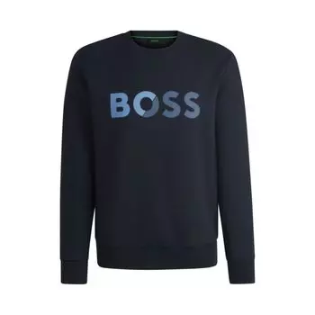 Толстовка прямого кроя с логотипом BOSS, темно-синий