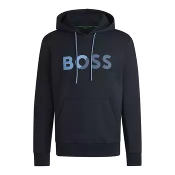 Толстовка прямого кроя с логотипом BOSS, темно-синий