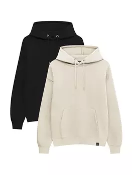 Толстовка Pull&Bear, экрю/черный