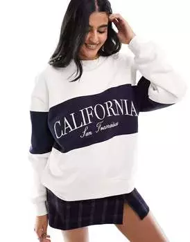 Толстовка Pull&Bear 'California' в белую полоску