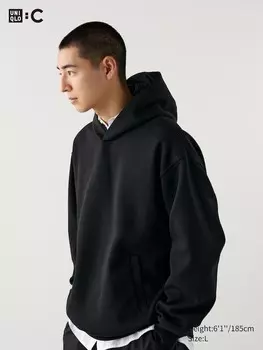 Толстовка-Пуловер большого размера от пота Uniqlo, черный