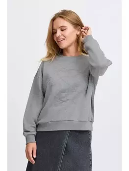 Толстовка PULZ Jeans Rundhalspullover PZTABITA Logo Sweatshirt 50208229 stylischer Pullover, светло-серый