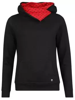 Толстовка Pussy Deluxe Schalkragenpullover Black Dotties On Red Hoodie, черный