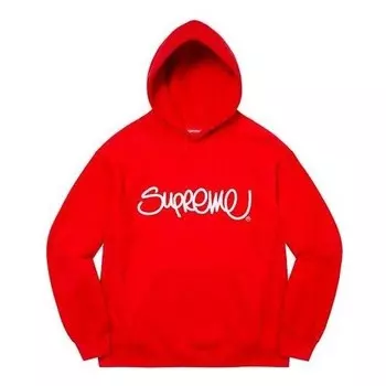 Толстовка raised handstyle hooded sweatshirt 'red white' Supreme, красный