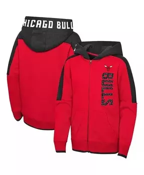 Толстовка Red Chicago Bulls с молнией во всю длину для мальчиков и девочек дошкольного возраста Outerstuff, красный