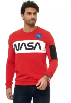 Толстовка RedBridge "McKinney" со стильными принтами и нашивками, красный