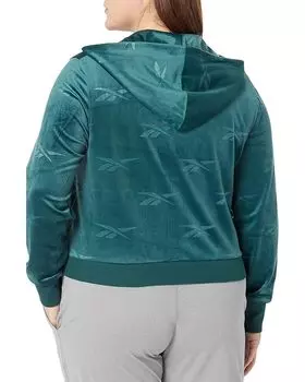 Толстовка Reebok Plus Size Classics Velour Shrunken Zip-Up Sweatshirt, цвет Forest Green