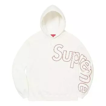 Толстовка reflective hooded sweatshirt 'white red' Supreme, белый