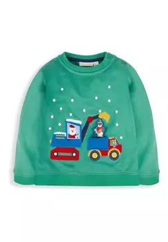 Толстовка Reindeer JoJo Maman Bb, цвет green santa in a digger