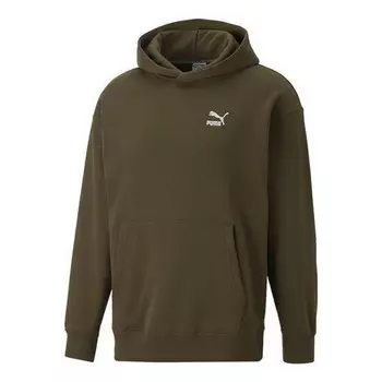 Толстовка relaxed hoodie 'olivegreen' Puma, зеленый