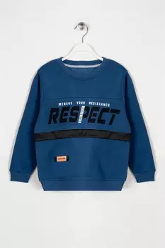 Толстовка Respect с рельефным принтом цвета индиго для мальчиков Zepkids