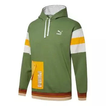 Толстовка retro embroidered logo contrasting colors sports dark green Puma, зеленый