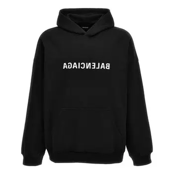 Толстовка reverse logo hoodie 'black' Balenciaga, черный