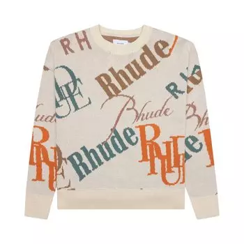 Толстовка Rhude Jacquard Logo Knit Crewneck, белый