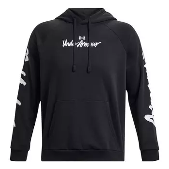 Толстовка rival fleece graphic hoodie 'black white' Under Armour, черный
