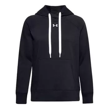 Толстовка rival fleece hoodie 'black white' Under Armour, черный