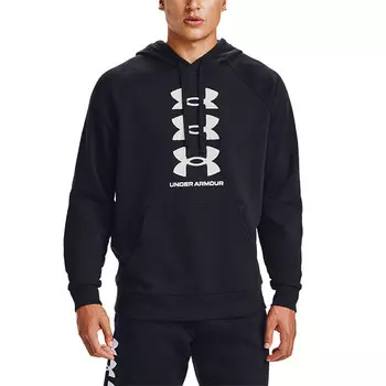 Толстовка rival fleece multilogo logo hoodie 'black' Under Armour, черный
