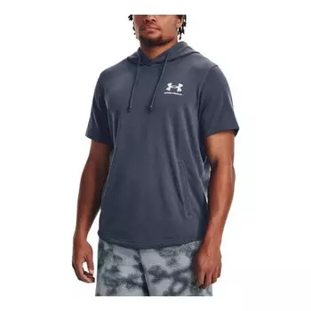 Толстовка rival terry short sleeve hoodie 'grey onyx' Under Armour, серый