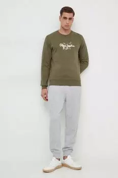 Толстовка Roswell из хлопка Pepe Jeans, зеленый