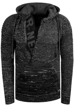 Толстовка Rusty Neal с капюшоном "Трикотаж" на практичной молнии, черный